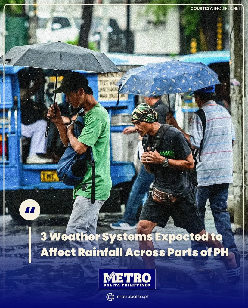 image of 3 weather systems expected to affect rainfall across parts of ph