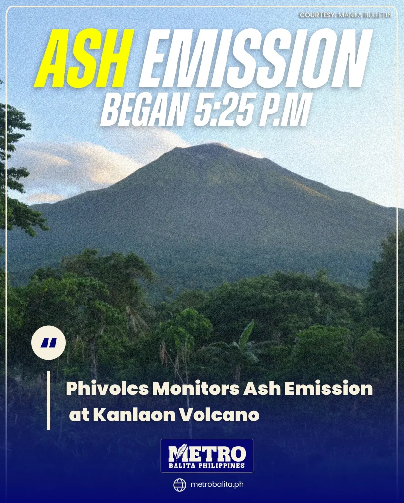 image of phivolcs monitors ash emission at kanlaon volcano