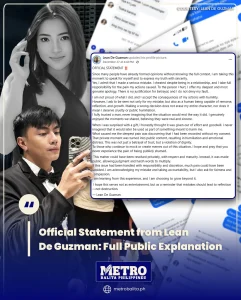 image of official statement from lean de guzman: full public explanation