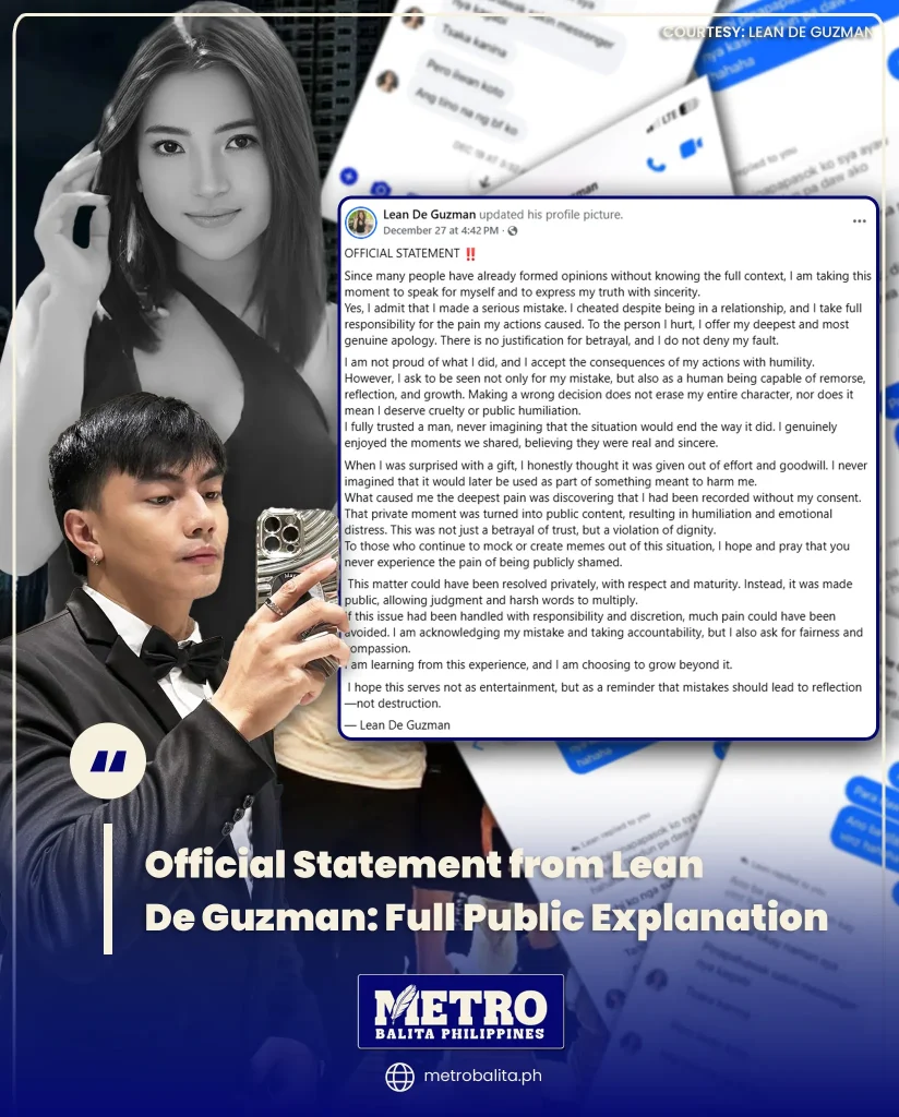 image of official statement from lean de guzman: full public explanation