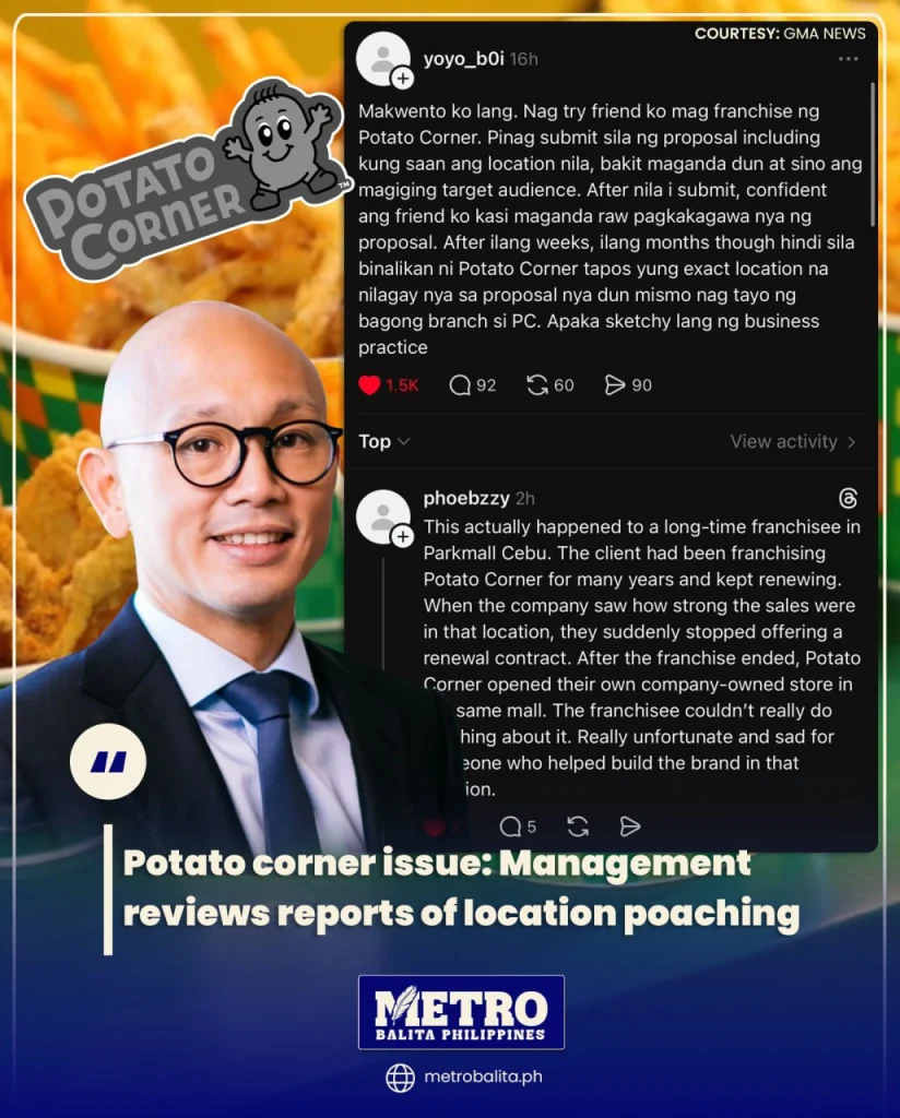 image of potato corner issue: management reviews reports of location poaching