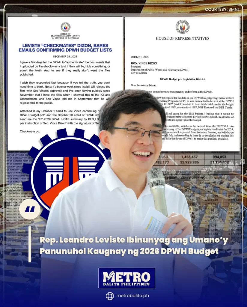 image of rep. leandro leviste ibinunyag ang umano’y panunuhol kaugnay ng 2026 dpwh budget