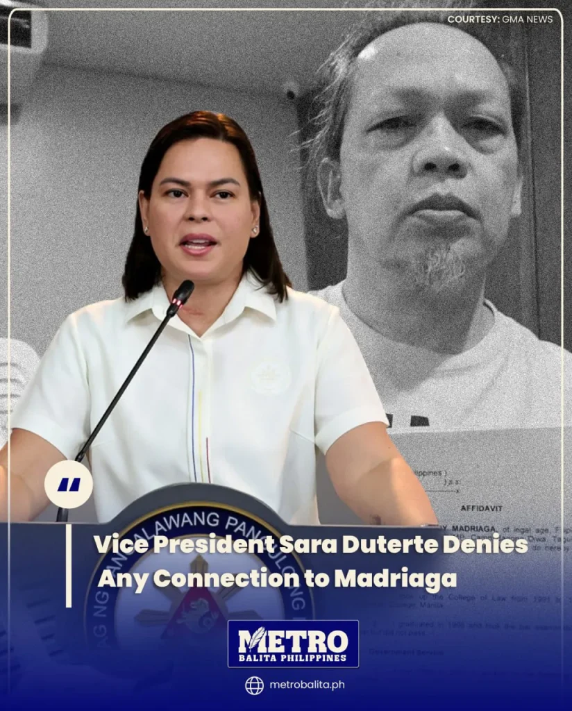 image of vice president sara duterte denies any connection to madriaga