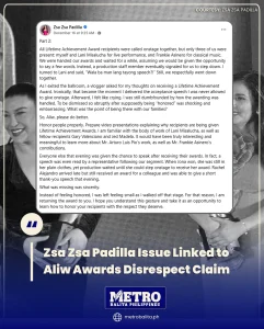 image of zsa zsa padilla issue linked to aliw awards disrespect claim
