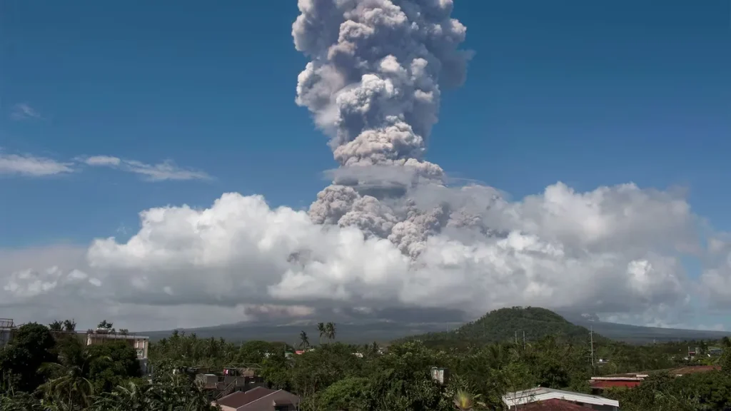 image of mayon volcano fresh lava flow and emerging lava spines