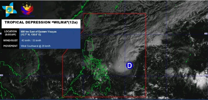 image of wilma low pressure area movement and location
