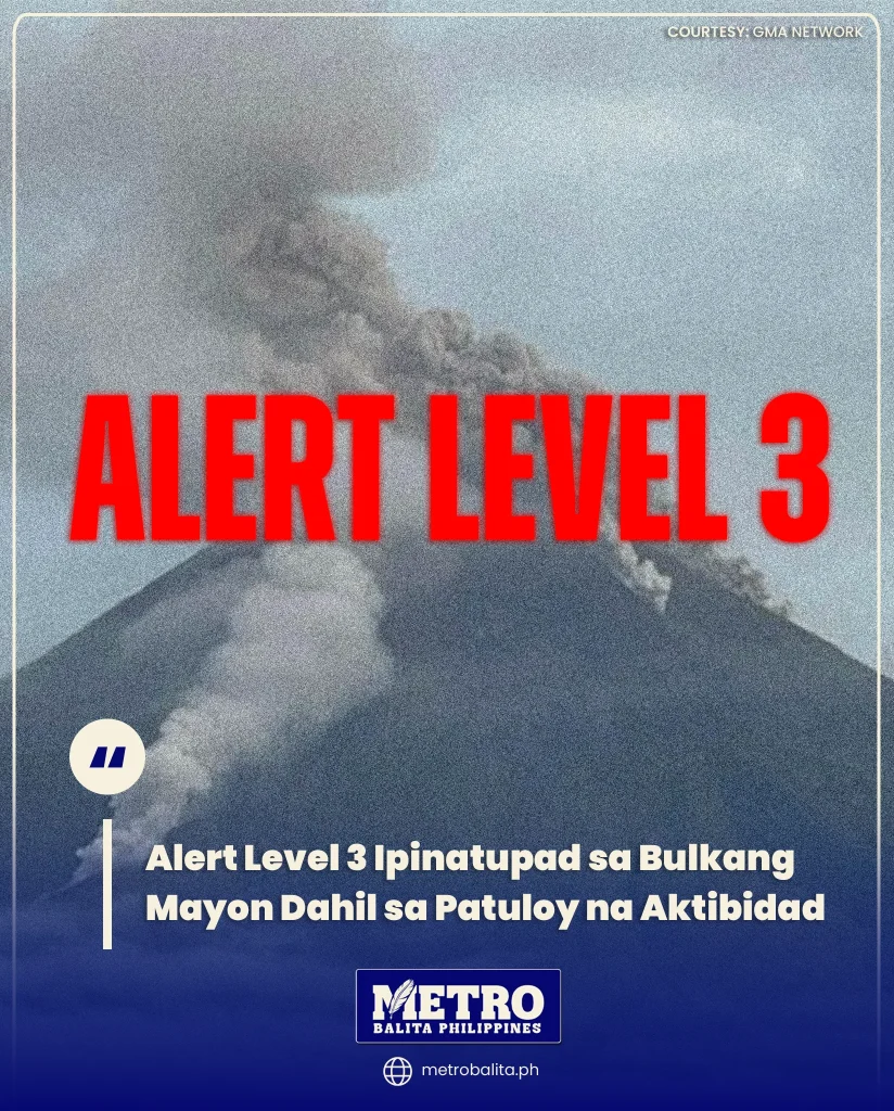 image of alert level 3 ipinatupad sa bulkang mayon dahil sa patuloy na aktibidad
