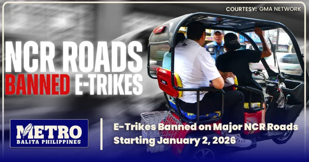 E-Trikes Banned on Major NCR Roads Starting January 2, 2026
