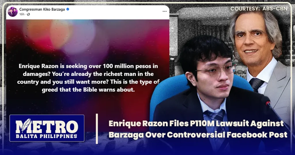 Enrique Razon Files ₱110M Lawsuit Against Barzaga Over Controversial Facebook Post