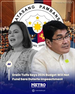 image of erwin tulfo says 2026 budget will not fund sara duterte impeachment