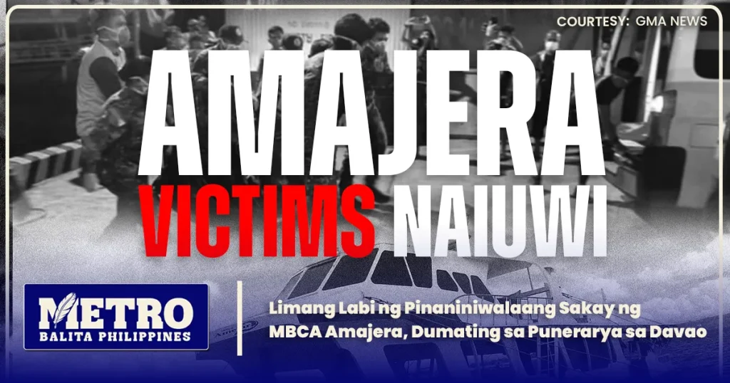 Limang Labi ng Pinaniniwalaang Sakay ng MBCA Amajera, Dumating sa Punerarya sa Davao