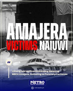 image of limang labi ng pinaniniwalaang sakay ng mbca amajera, dumating sa punerarya sa davao