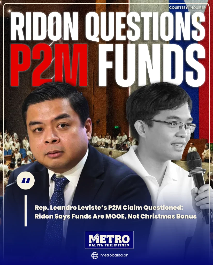 image of rep. leandro leviste’s ₱2m claim questioned: ridon says funds are mooe, not christmas bonus