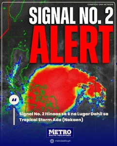 image of signal no. 2 itinaas sa 6 na lugar dahil sa tropical storm ada (nokaen)