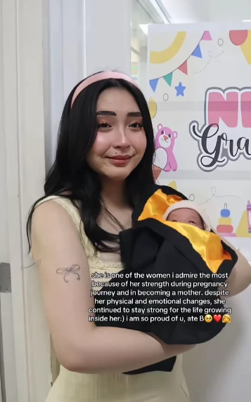 image of bea borres unang pagpapakita kay baby victoria hope