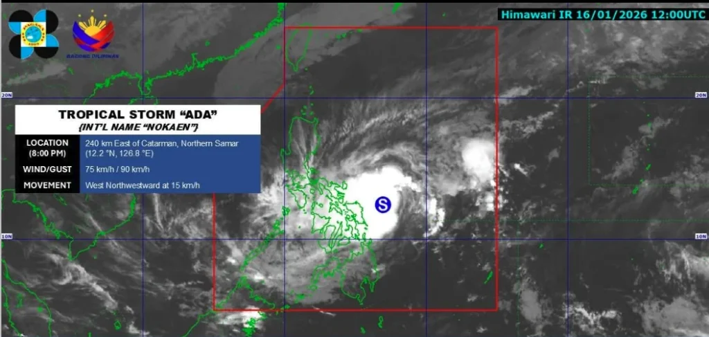 image of tropical storm ada (nokaen) current location and strength of the storm