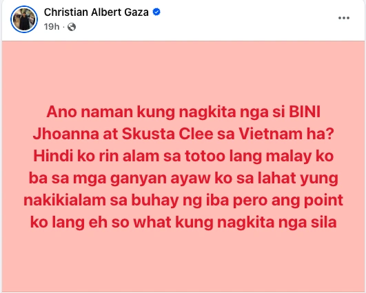 image of  mga clue statement na pinopost ni xian gaza