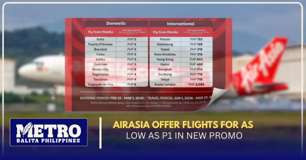 AirAsia Offers Flights for as Low as P1 in New Promo