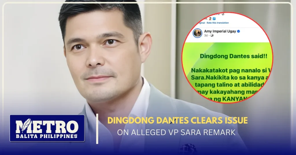 Dingdong Dantes Clears Issue on Alleged VP Sara Remark