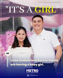 image of loisa andalio and ronnie alonte are having a baby girl.