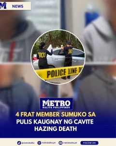image of 4 frat member sumuko sa pulis kaugnay ng cavite hazing death