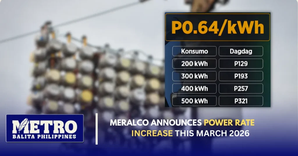 Meralco Announces Power Rate Increase This March