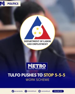 image of tulfo raises issue on 5-5-5 work scheme