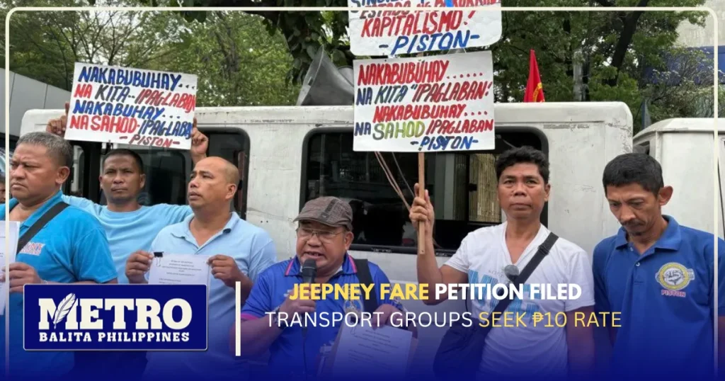 Jeepney Fare Petition Filed: Transport Groups Seek ₱10 Rate