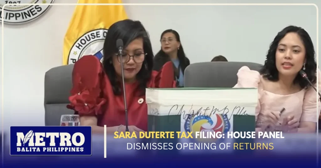 Sara Duterte Tax Filing: House Panel Dismisses Opening of Returns