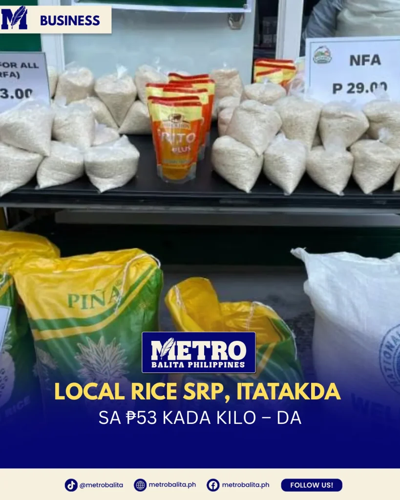 image of department of agriculture pushes ₱53 price for local rice
