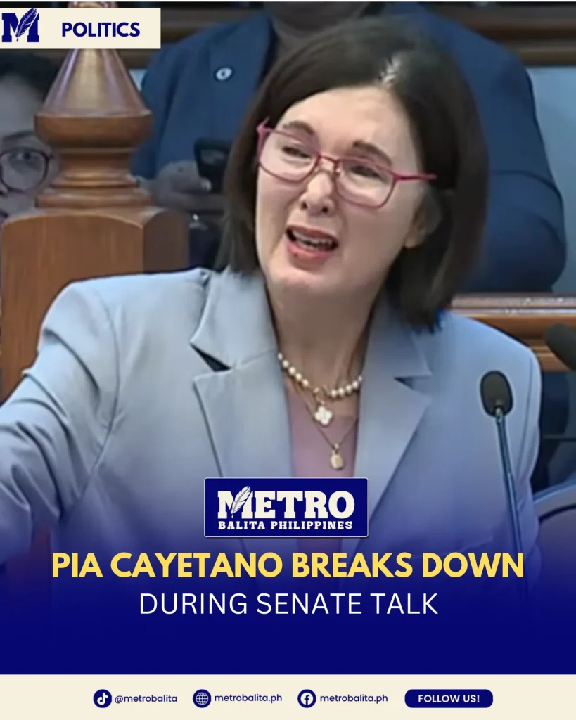 image of pia cayetano emotional during senate shooting discussion