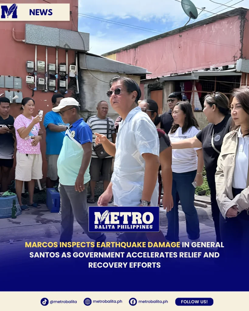 Marcos Inspects Earthquake Damage