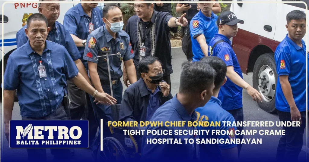 Former DPWH Chief Bonoan Transferred Under Tight Police Security from Camp Crame Hospital to Sandiganbayan