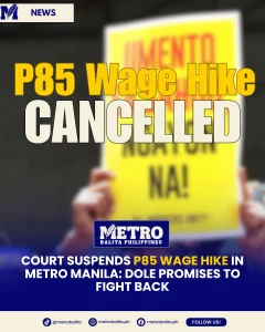 P85 wage hike in Metro Manila
