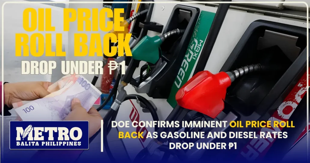 DOE Confirms Imminent Oil Price Roll Back as Gasoline and Diesel Rates Drop Under ₱1